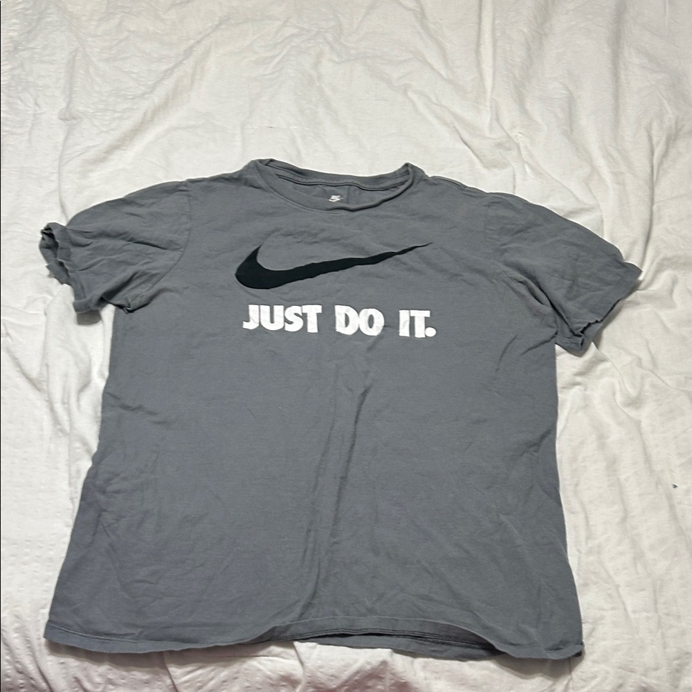 Nike Boy’s Charcoal Tee with Swoosh and Slogan